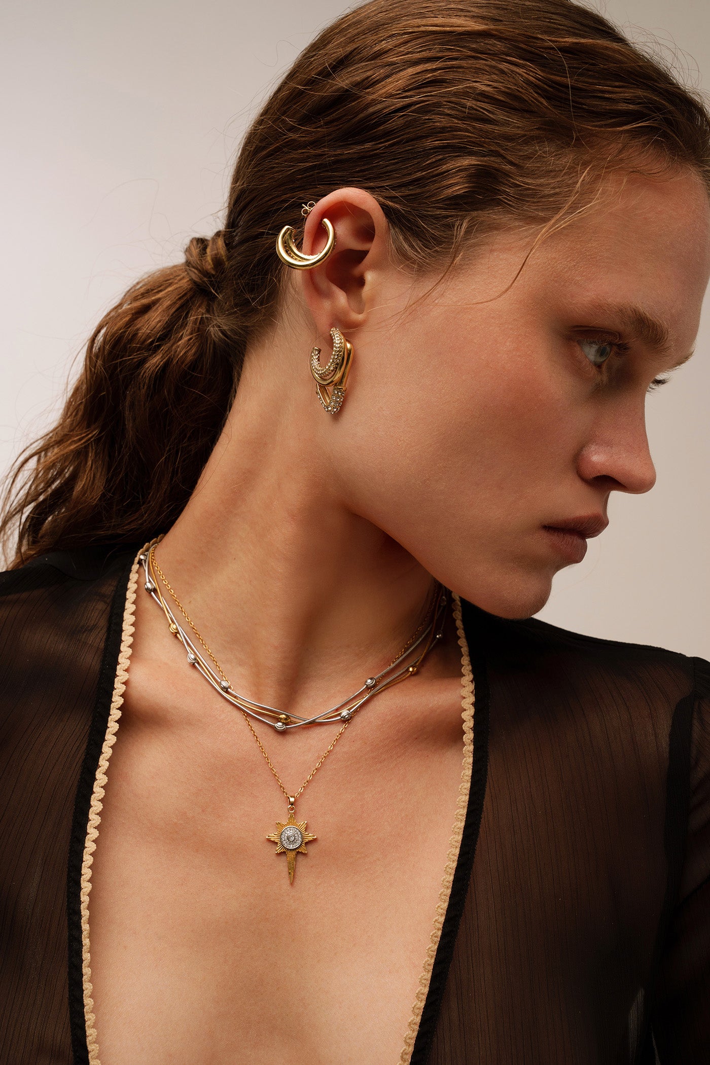 ESTELA SILVER-GOLD NECKLACE